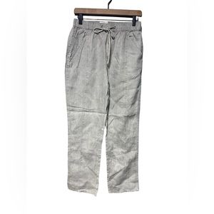Nicole Miller Gray Linen Straight Leg Loose Fit Drawstring Pant Small EUC